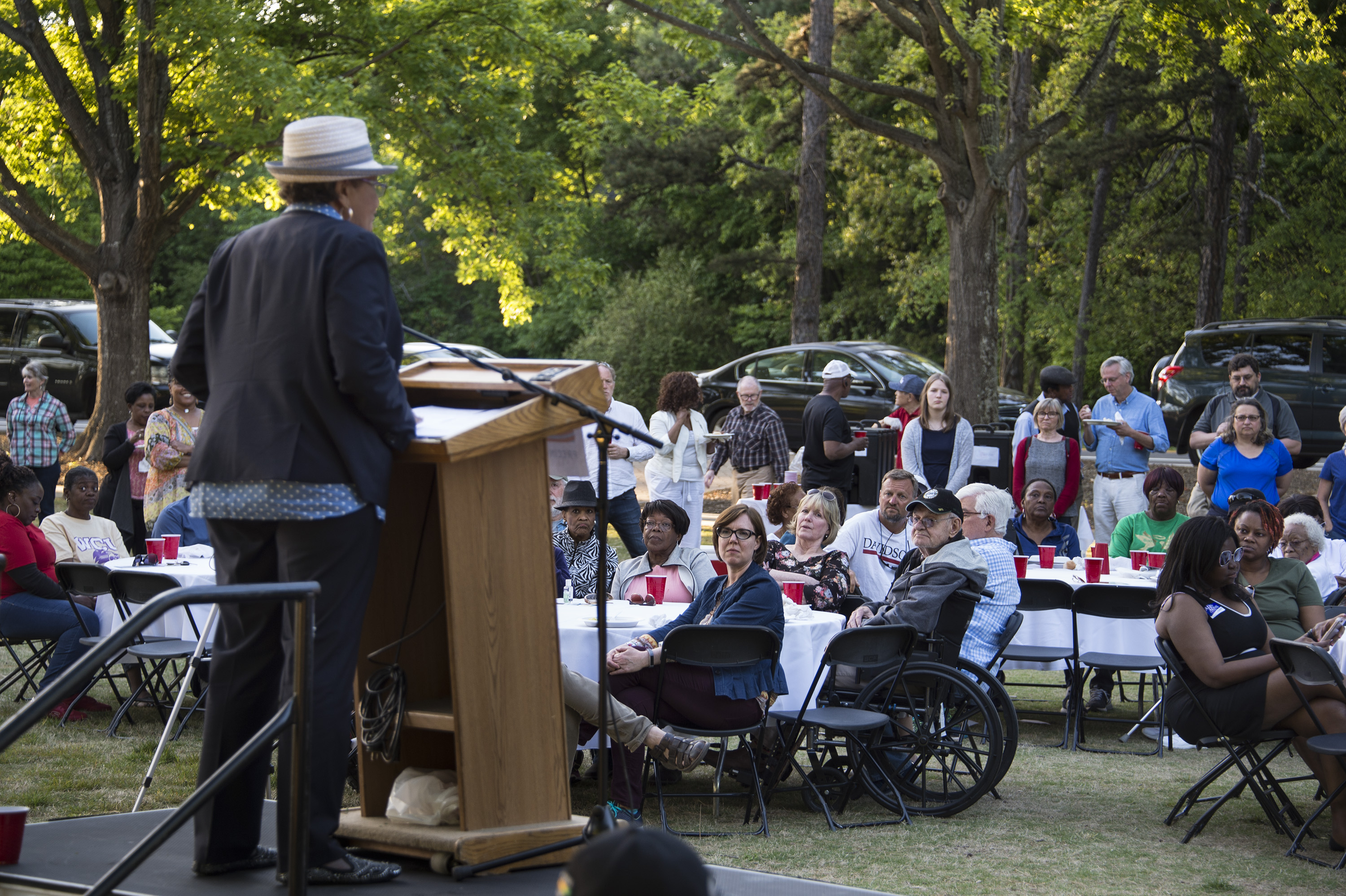 Democrats gathered at an outdoor community picnic
